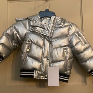 DKNY Metallic Silver Kids Puffer Jacket